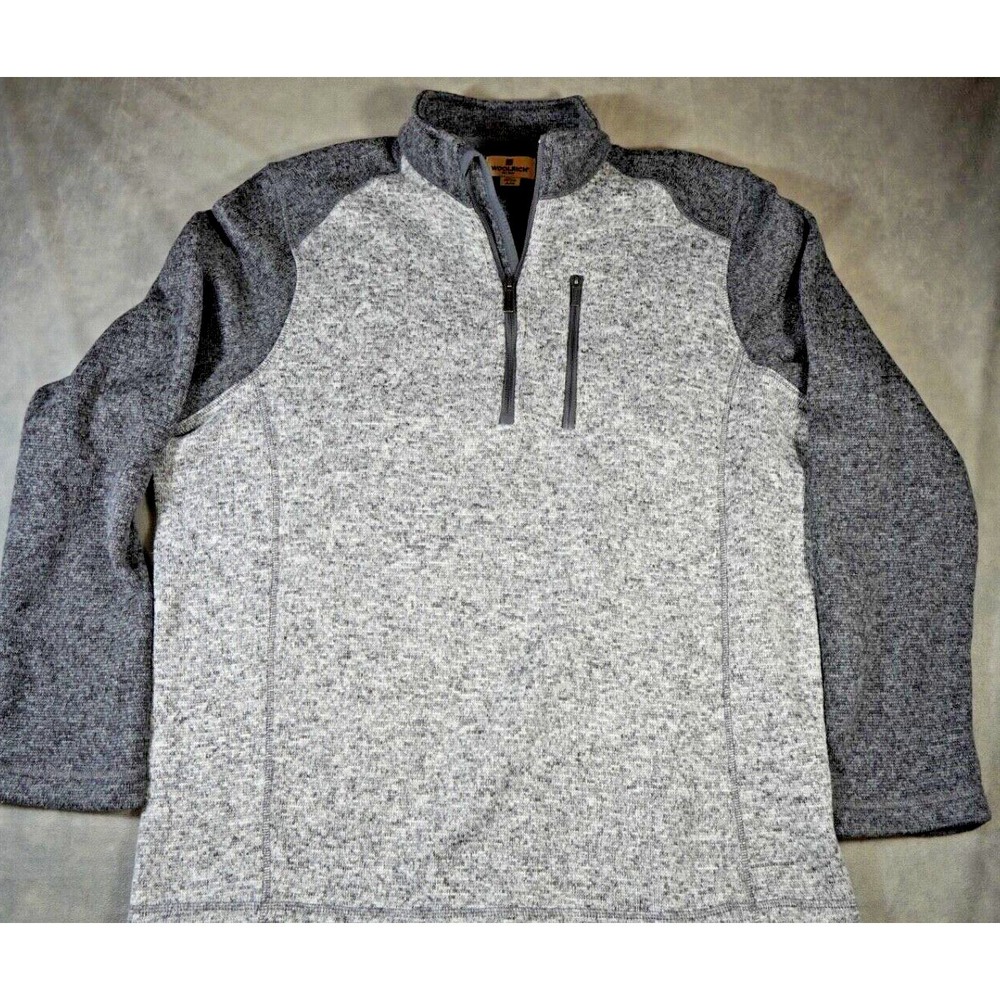 Mens Woolrich Pullover Quarter Zip Two Tone Gray Outdoor Fleece Sweater Size XL
